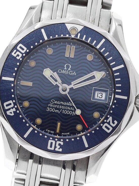 OMEGA Seamaster300 2583.80 Date Navy Dial Quartz Ladies Watch_955243